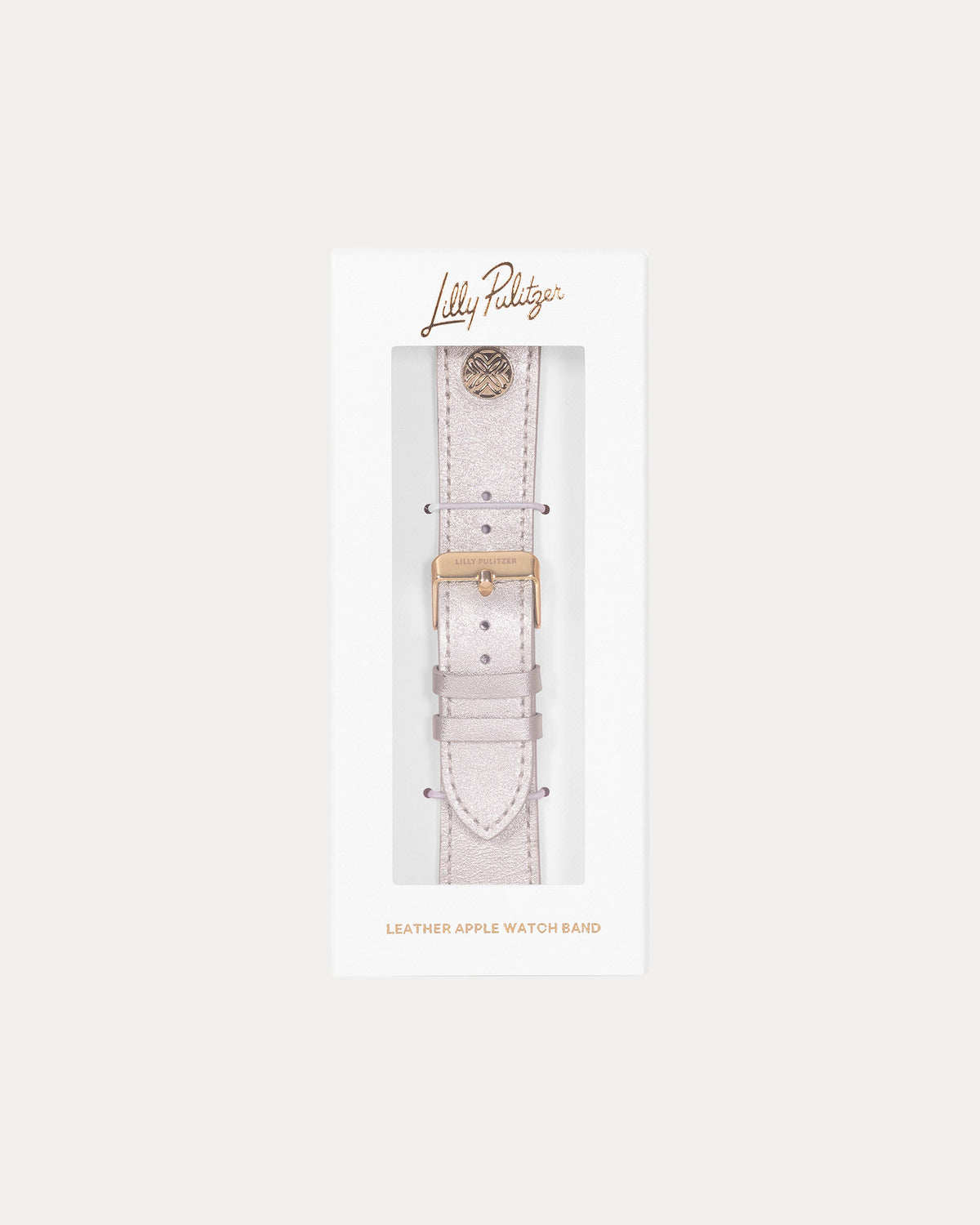 Lilly Pulitzer gold metallic Apple Watch band with colorful floral design for stylish accessories