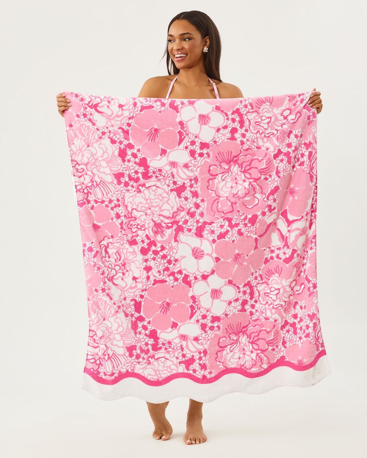 Scalloped Beach Towel - Conch Shell Pink Burst of Joy