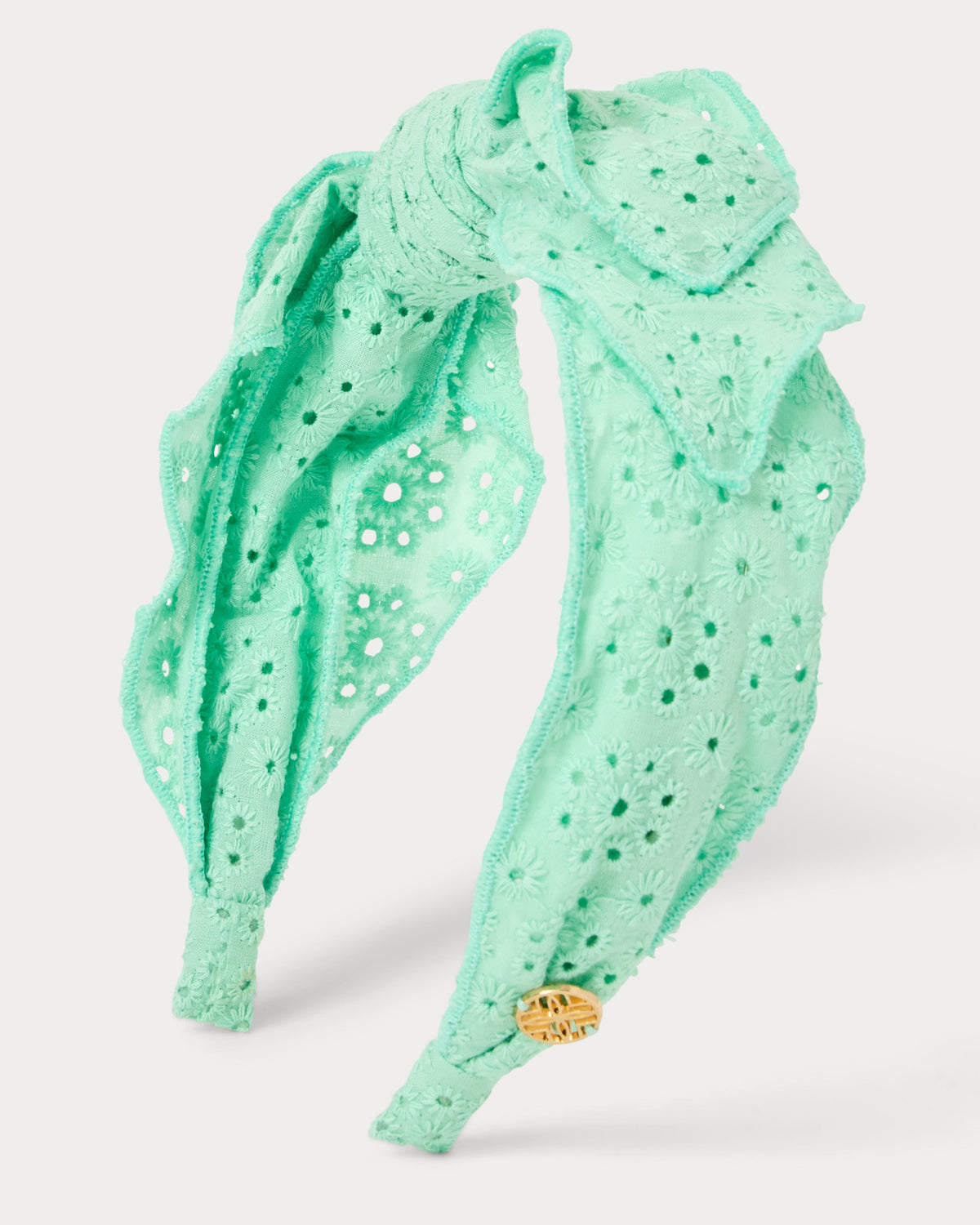 Side Bow Knotted Eyelet Headband - Mint Condition