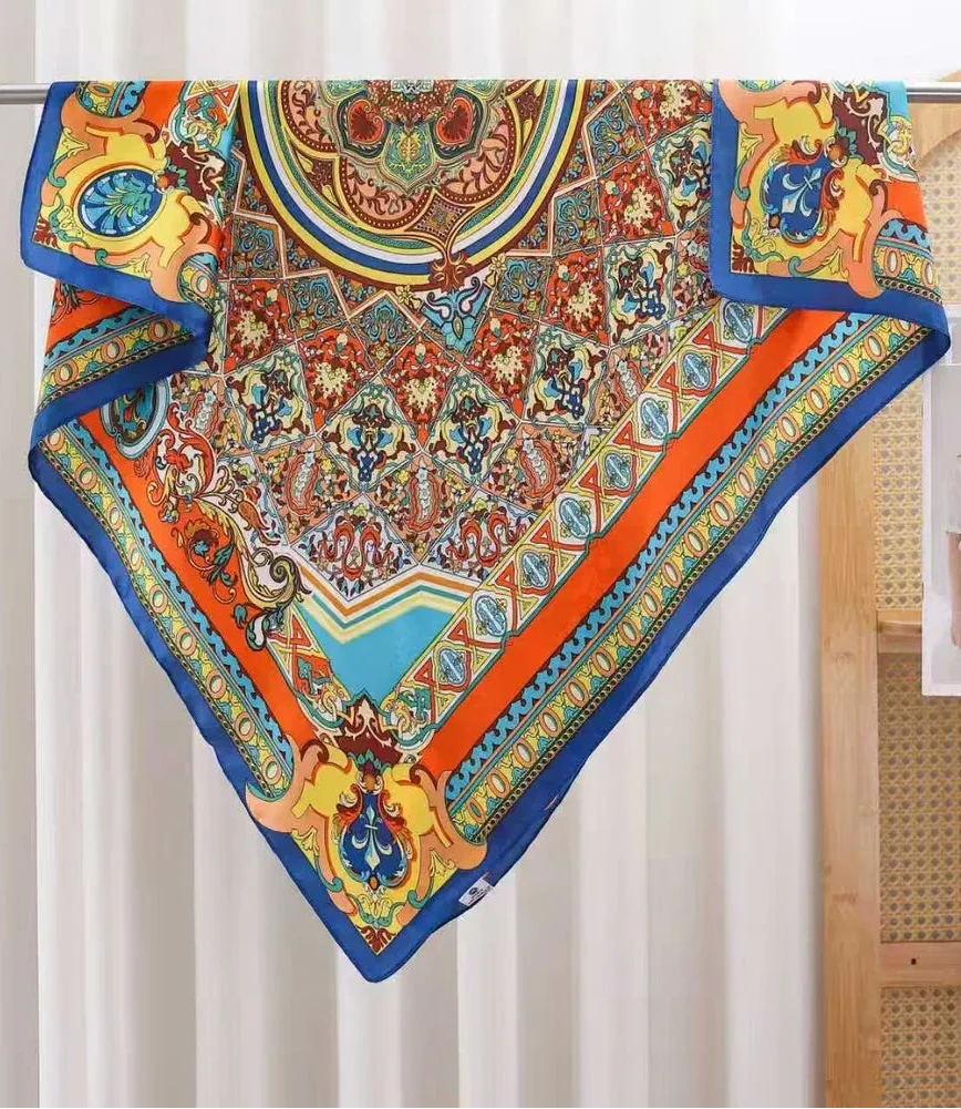 Blue / Yellow Square Fashion Scarf – Mediterranean Collection