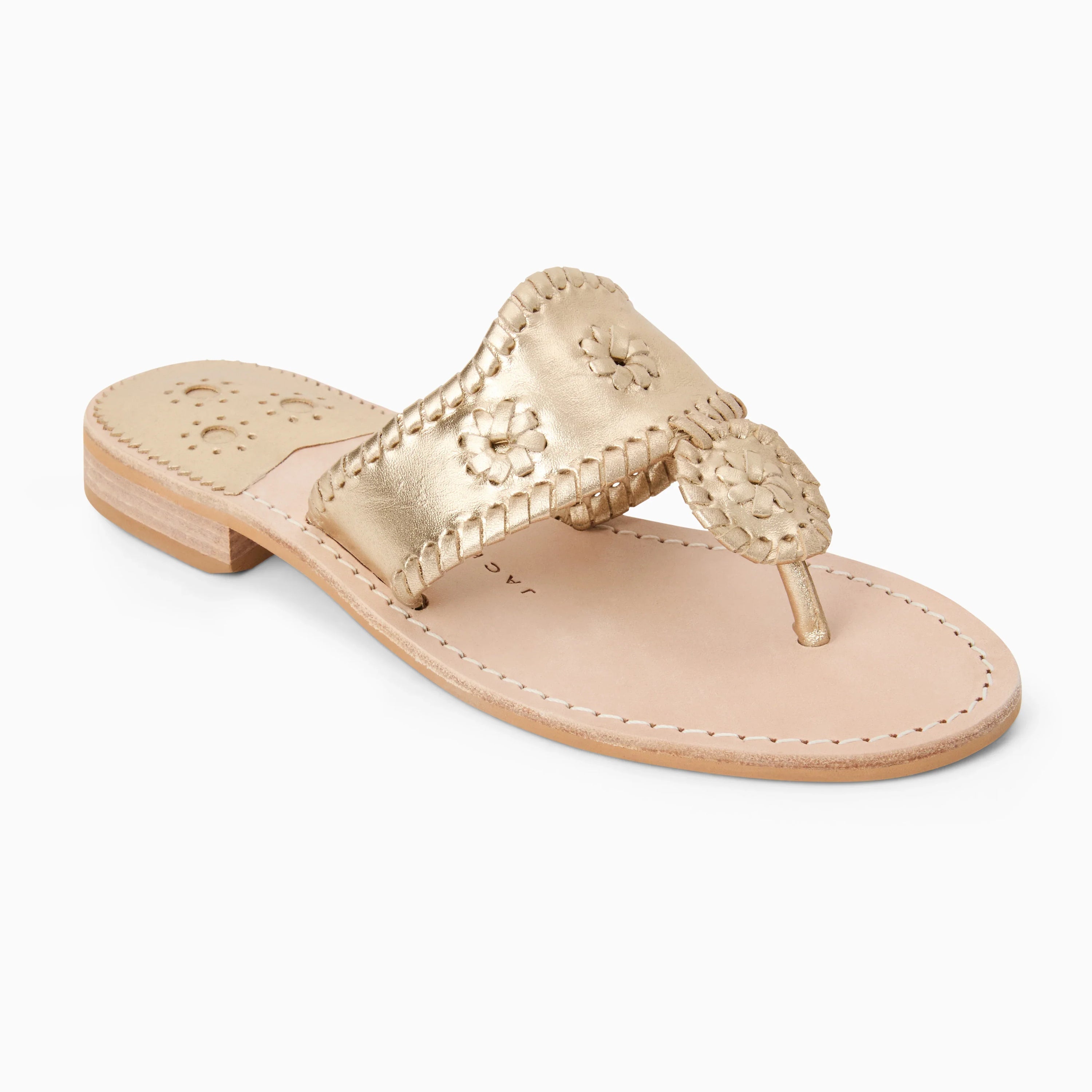 Jack Rogers Jacks Flat Sandal in platinum with leather straps and buckle detail, casual slip-on shoes for summer wear.