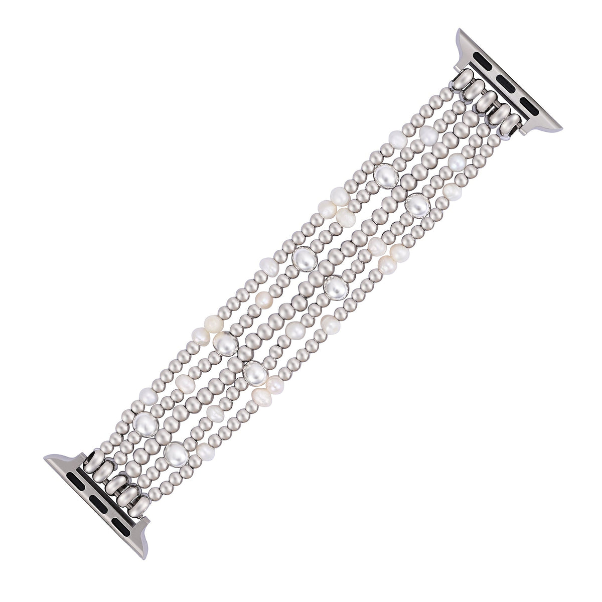 Cape Diablo shimmering pearl apple stretch bracelet featuring white pearls and a sleek stretch band design.