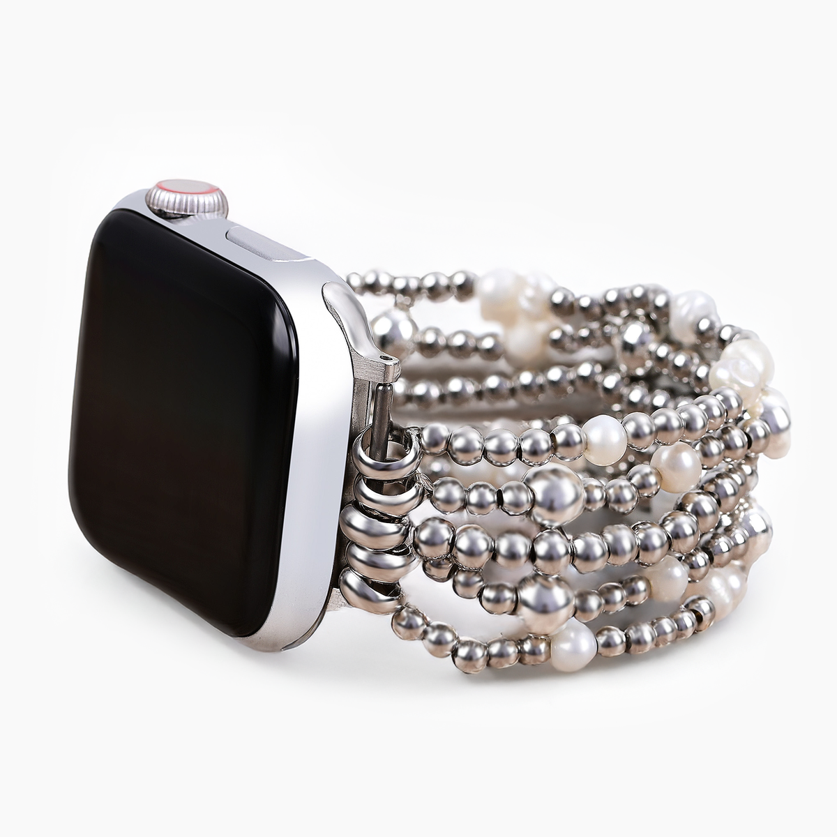 Cape Diablo shimmering pearl apple stretch bracelet with pearl and gold-tone accents on a flexible elastic band.