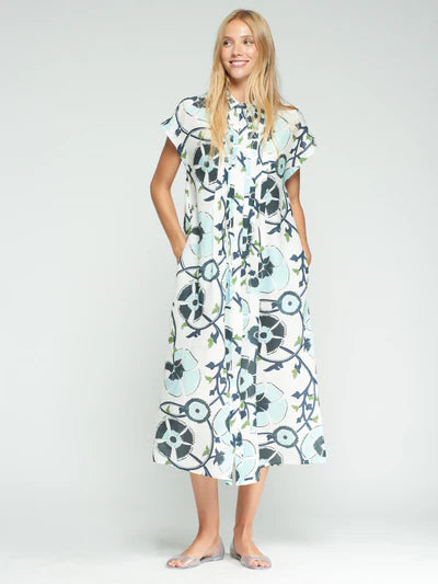 Vilagallo | Jaretas Blue Floral Dress - Evelyne Talman