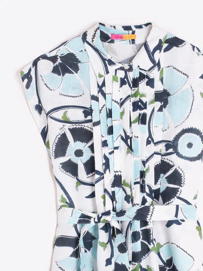 Vilagallo | Jaretas Blue Floral Dress - Evelyne Talman