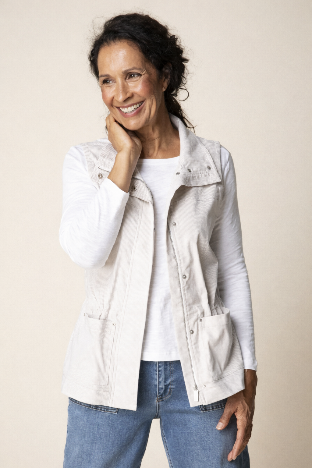 Habitat | Cool Tech Stripe Layer Vest - Willow