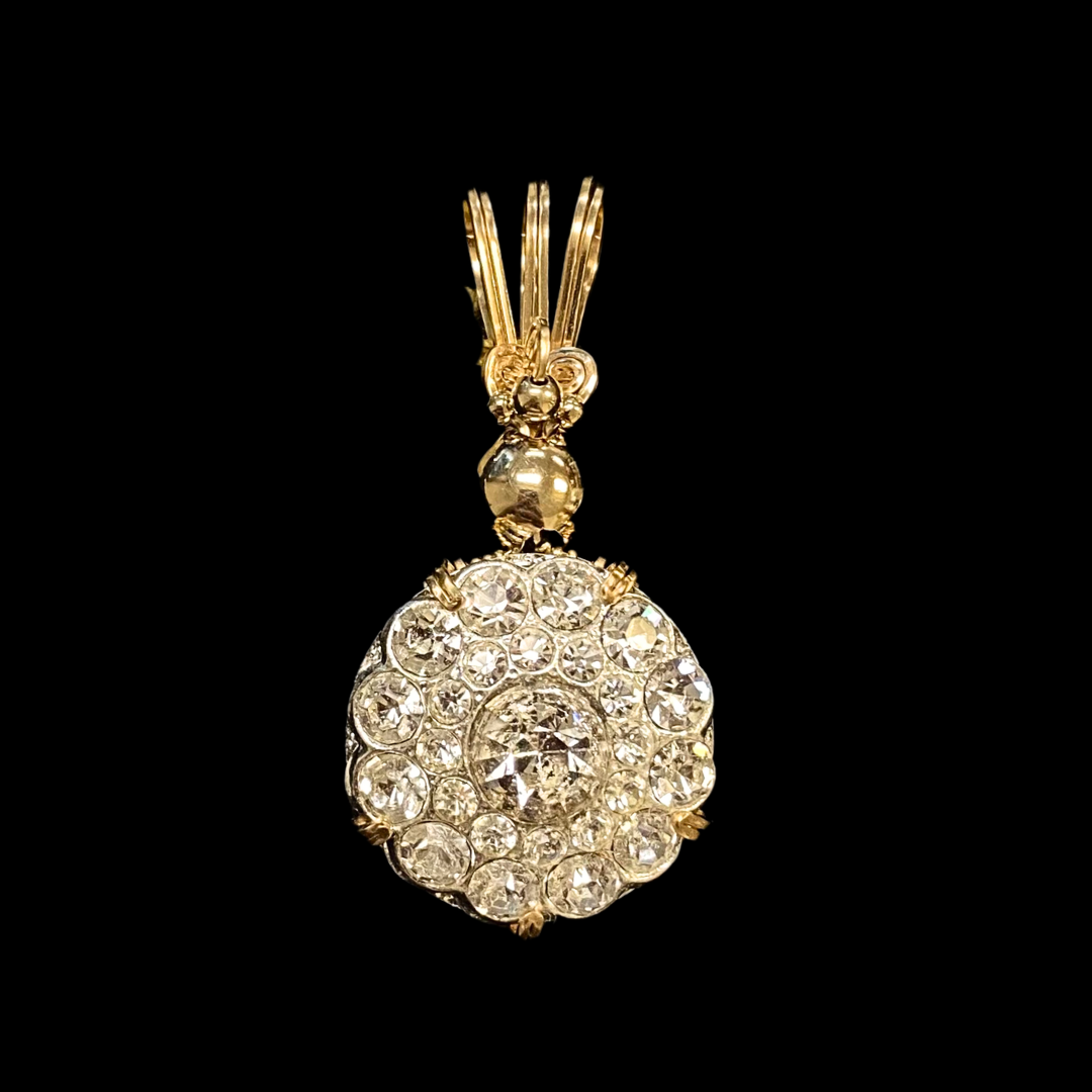 Vintage Czech Crystal Button Pendant