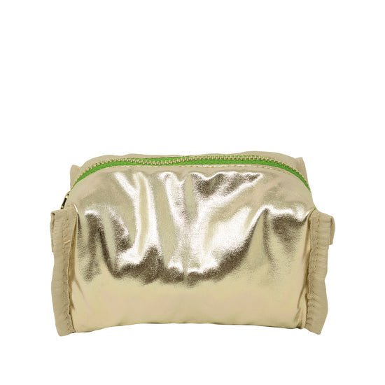 Lilly Pulitzer travel pouch set in Peninsula Green with colorful tropical print, featuring multiple small pouches for accessories.