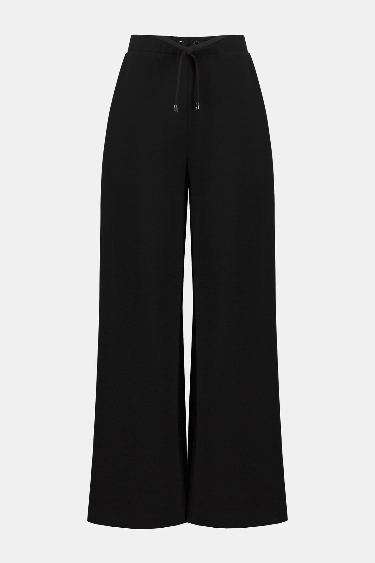 Joseph Ribkoff scuba jersey wide-leg pants displayed on a hanger, showcasing their flowy fabric and relaxed fit.