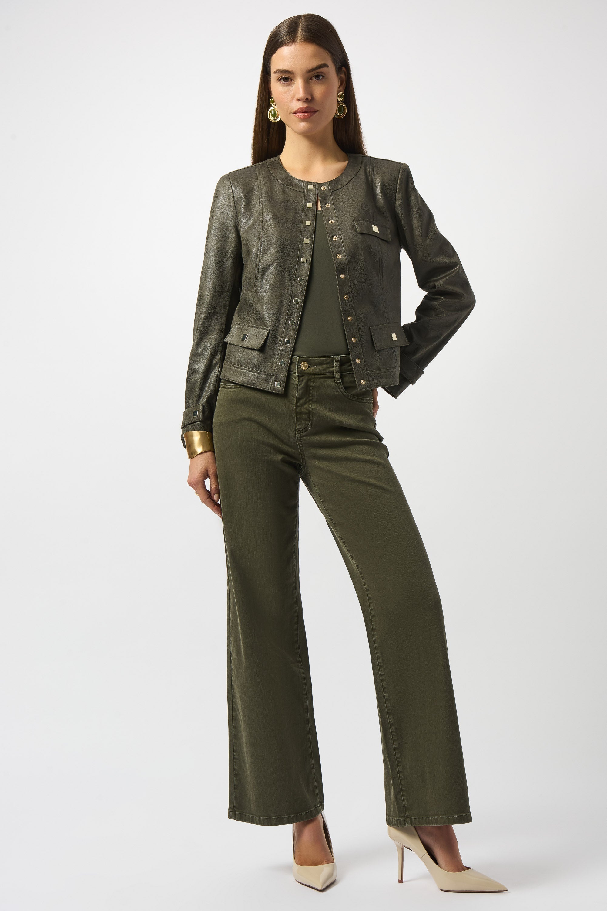 Joseph Ribkoff | Foiled Faux Suede Fitted Jkt