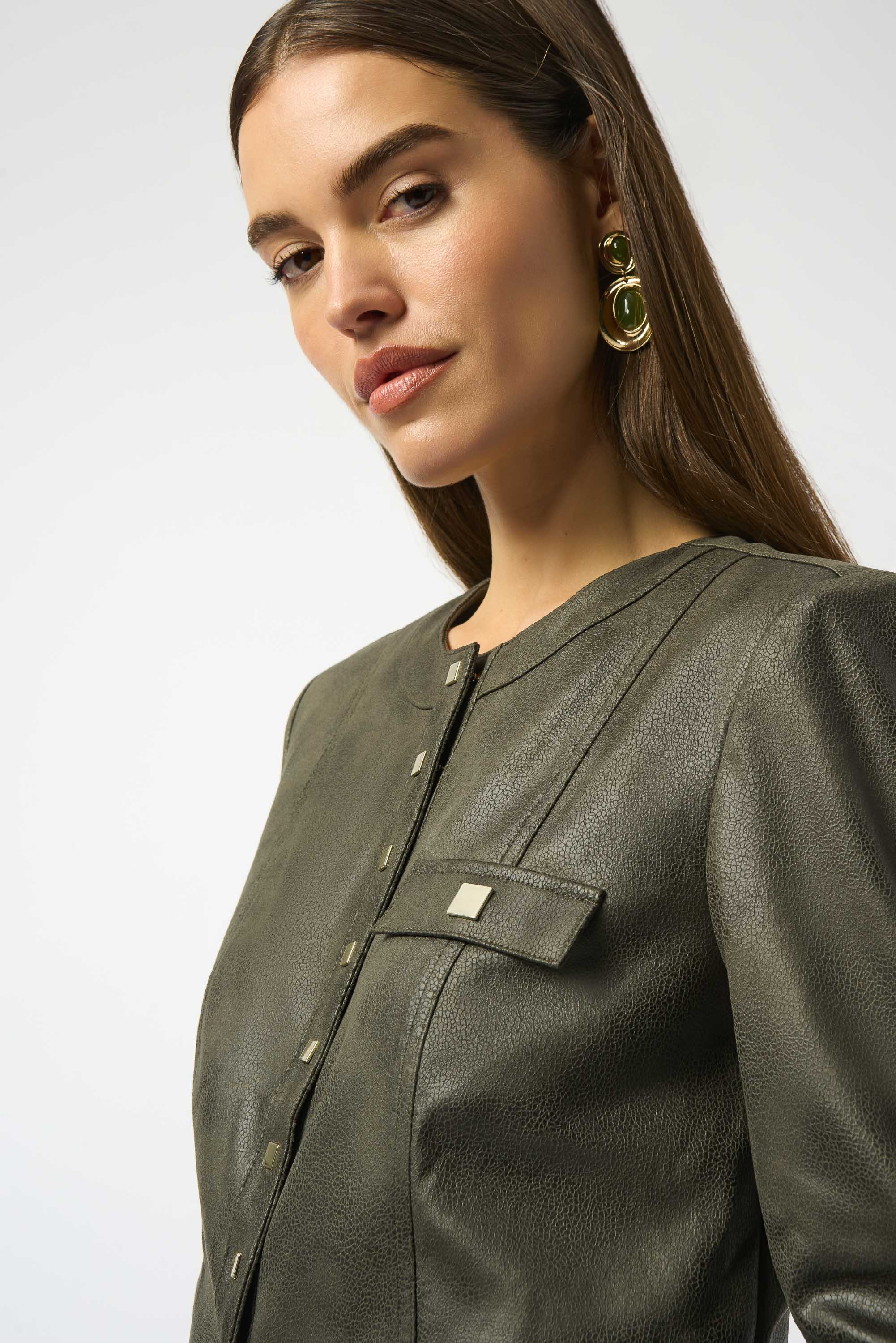 Joseph Ribkoff | Foiled Faux Suede Fitted Jkt