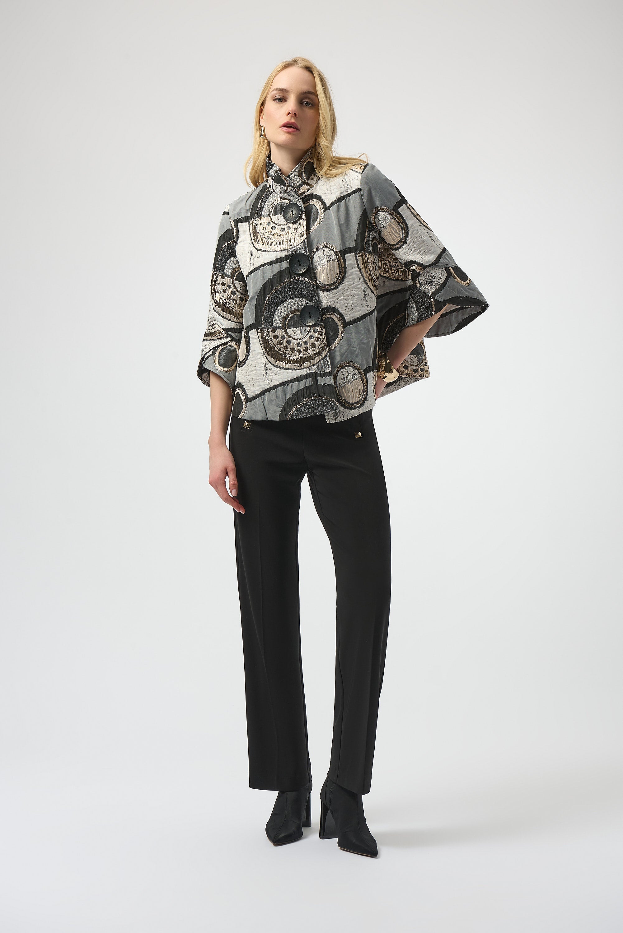 Joseph Ribkoff | Jacquard Trapeze Jacket