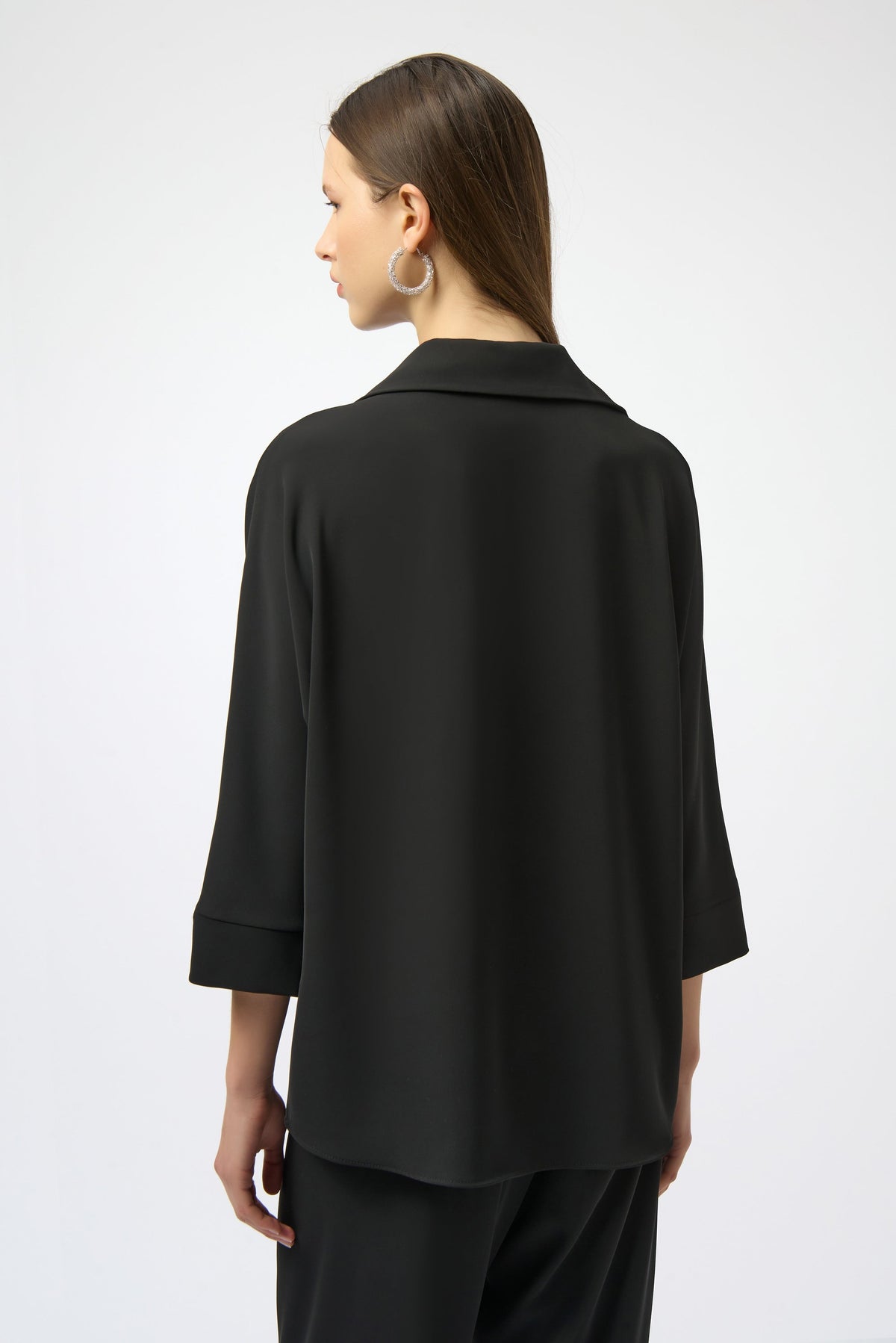 Joseph Ribkoff | Woven Boxy Top With Printed Scarf - Evelyne Talman
