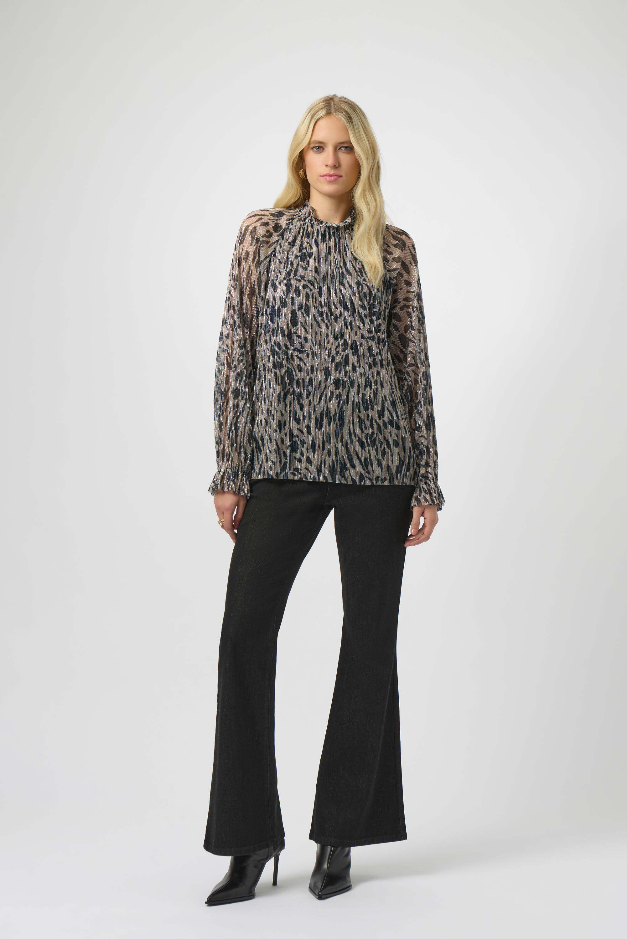 Joseph Ribkoff | Plisse Mesh Animal Print Top