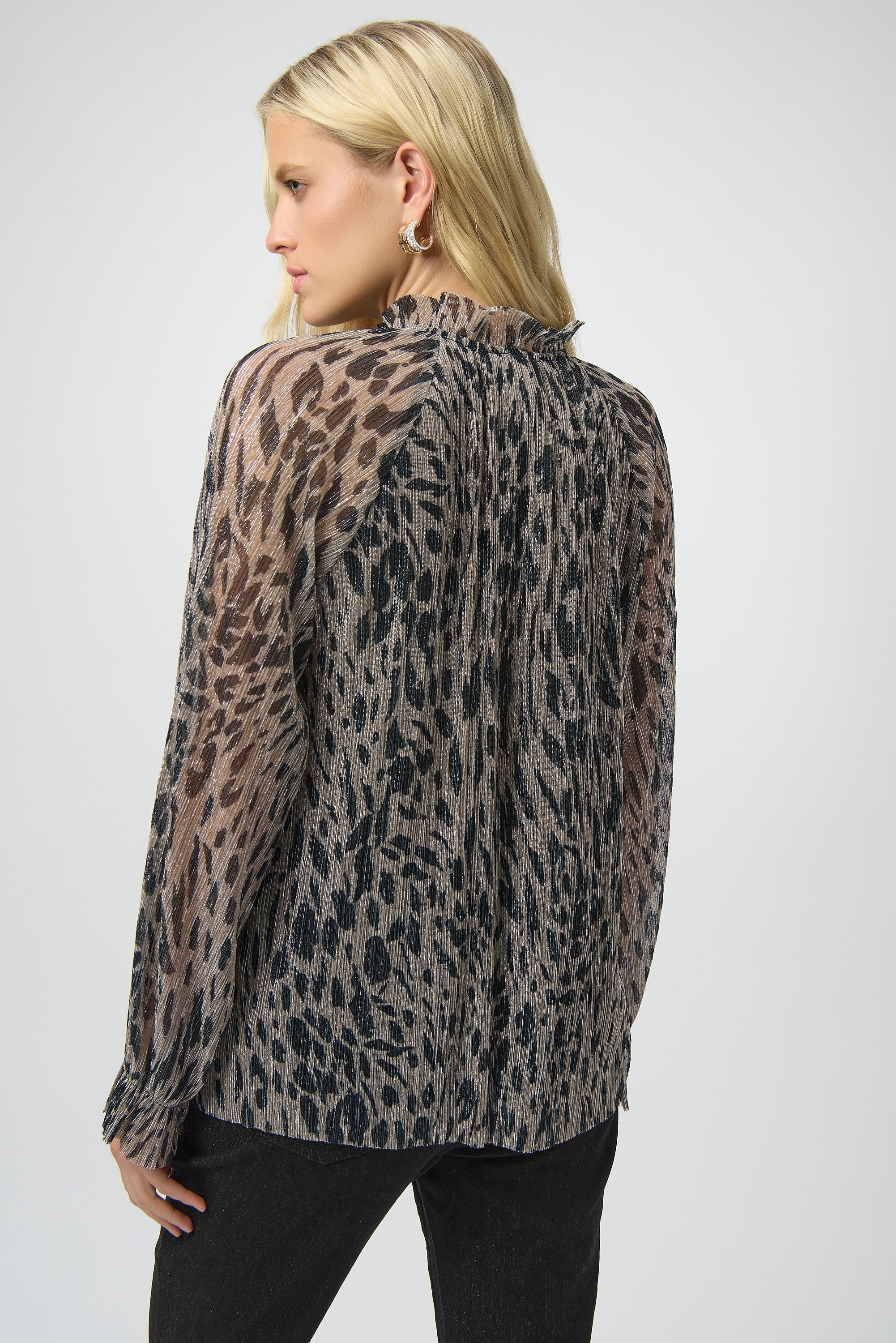 Joseph Ribkoff | Plisse Mesh Animal Print Top