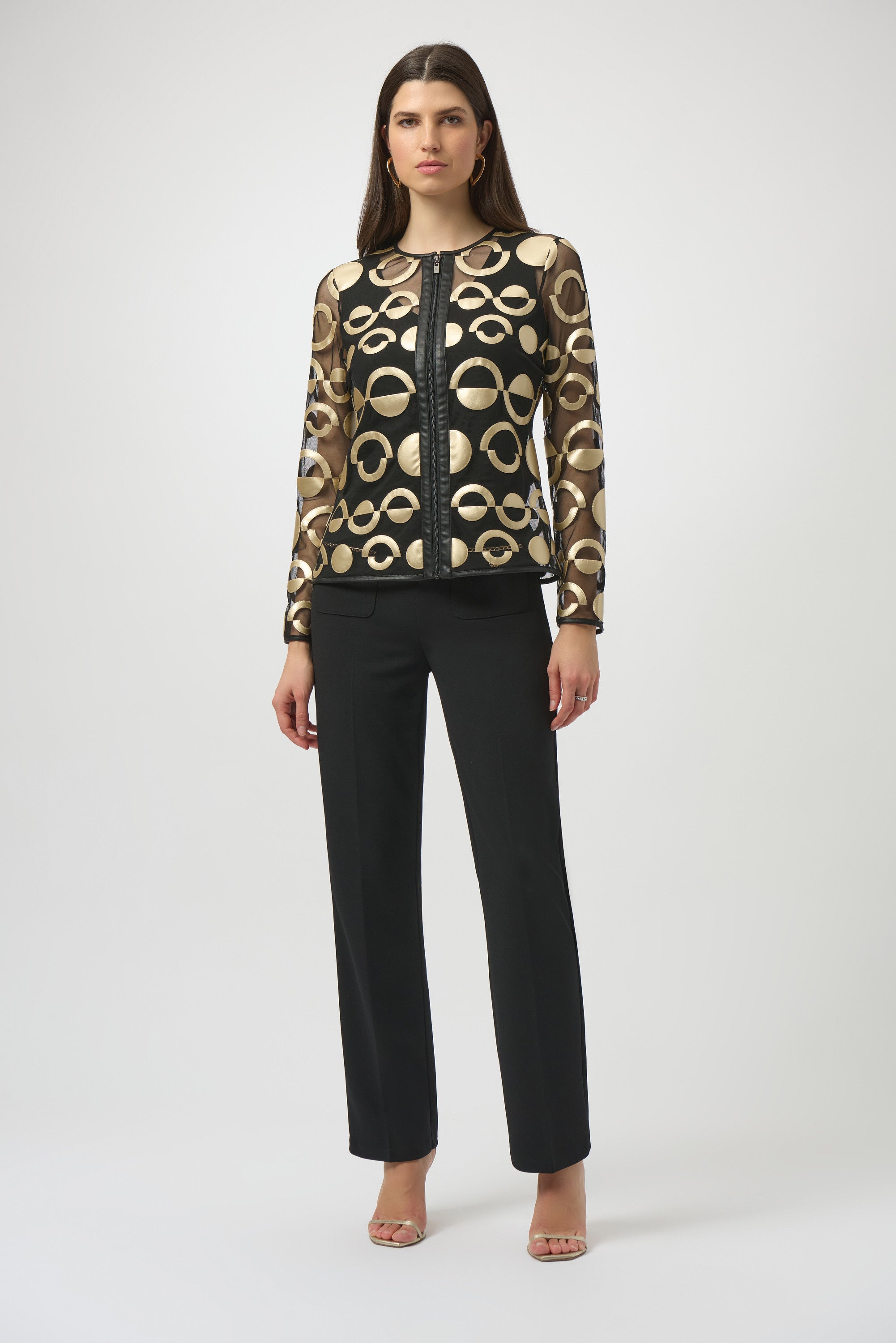 Joseph Ribkoff | Mesh and Gold Jacket