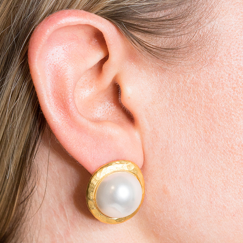 Kenneth J Lane | Clip Gold Btn Earring