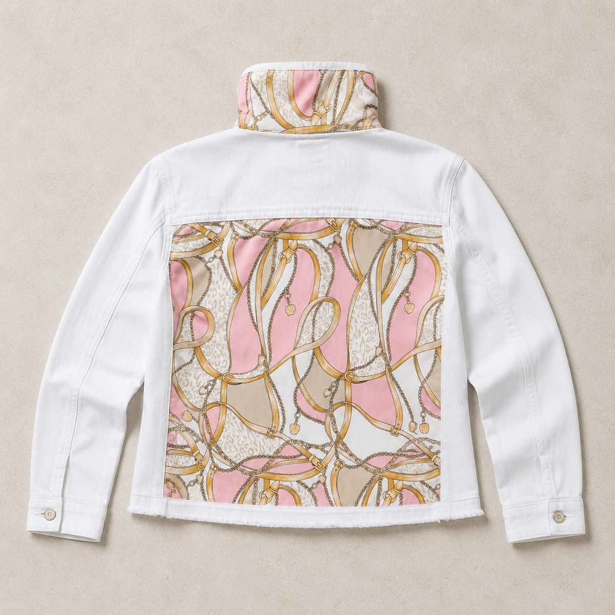 Pink Makes Me Happy Print Denim Jacket