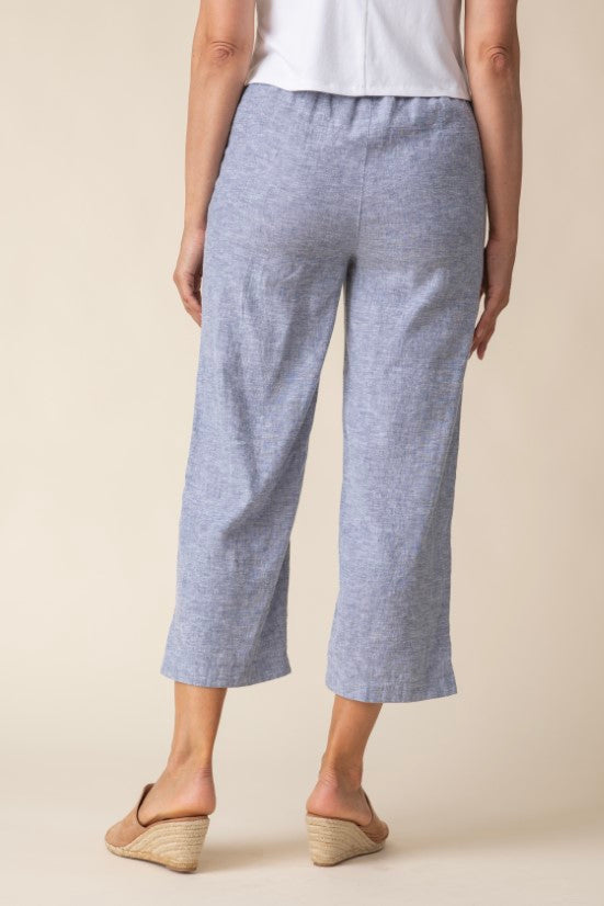Habitat | Linen Solid Pleat Button Capri