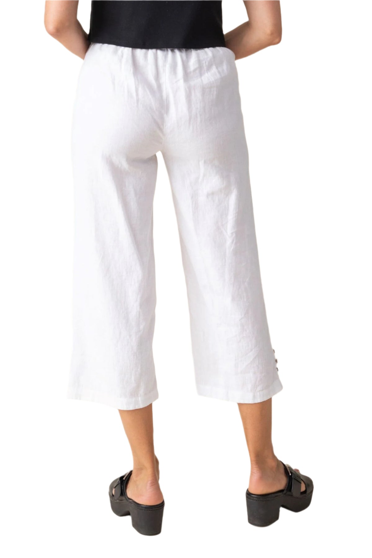 Habitat | Linen Solid Pleat Button Capri
