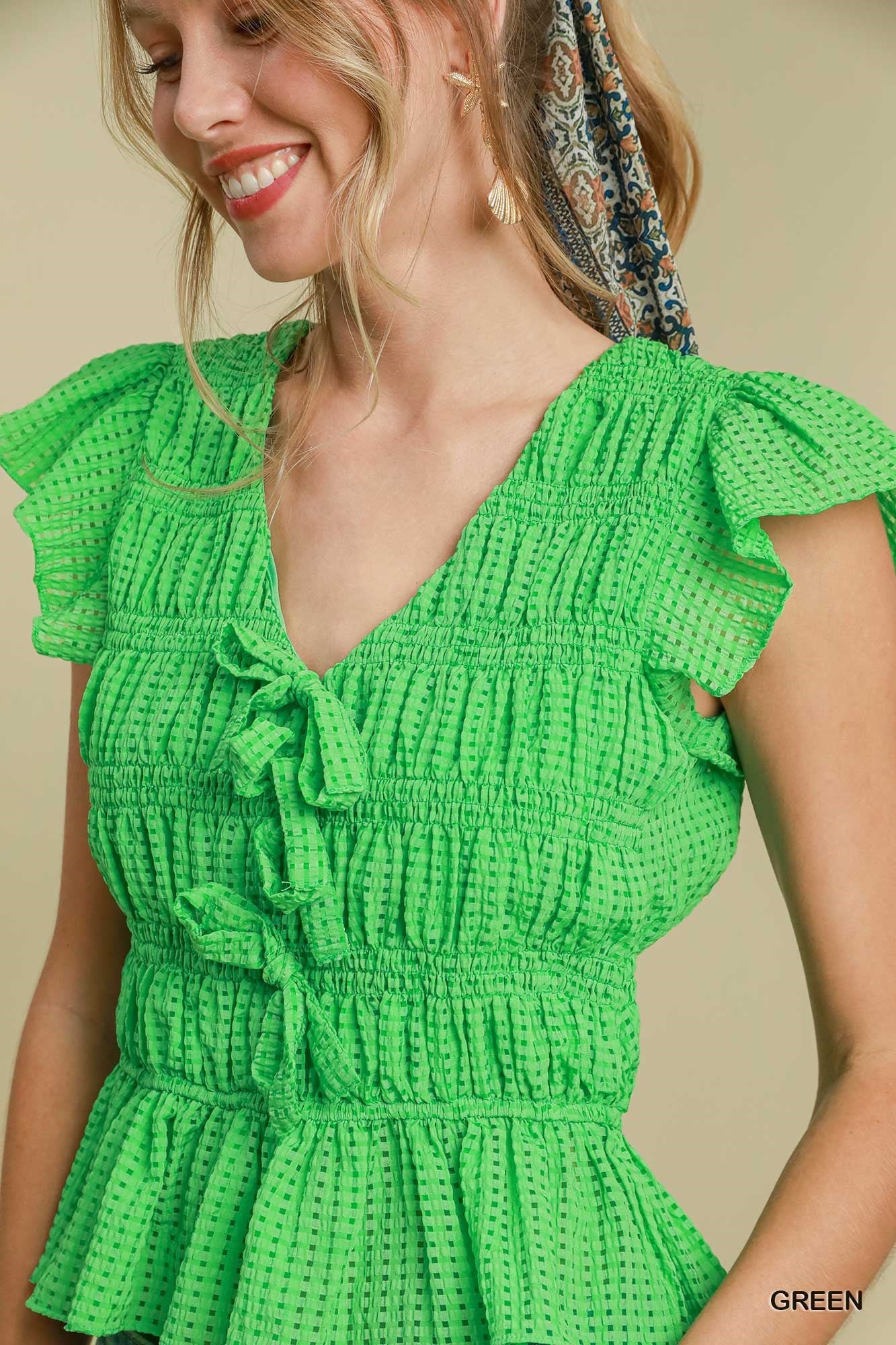 Umgee Usa | Seersucker Checked Top