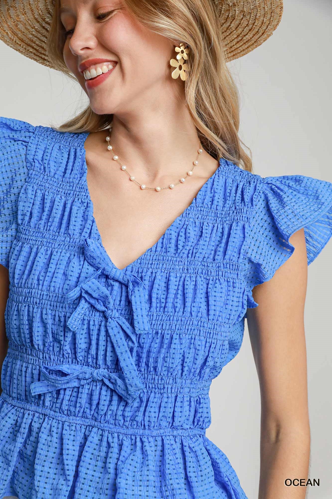 Umgee Usa | Seersucker Checked Top