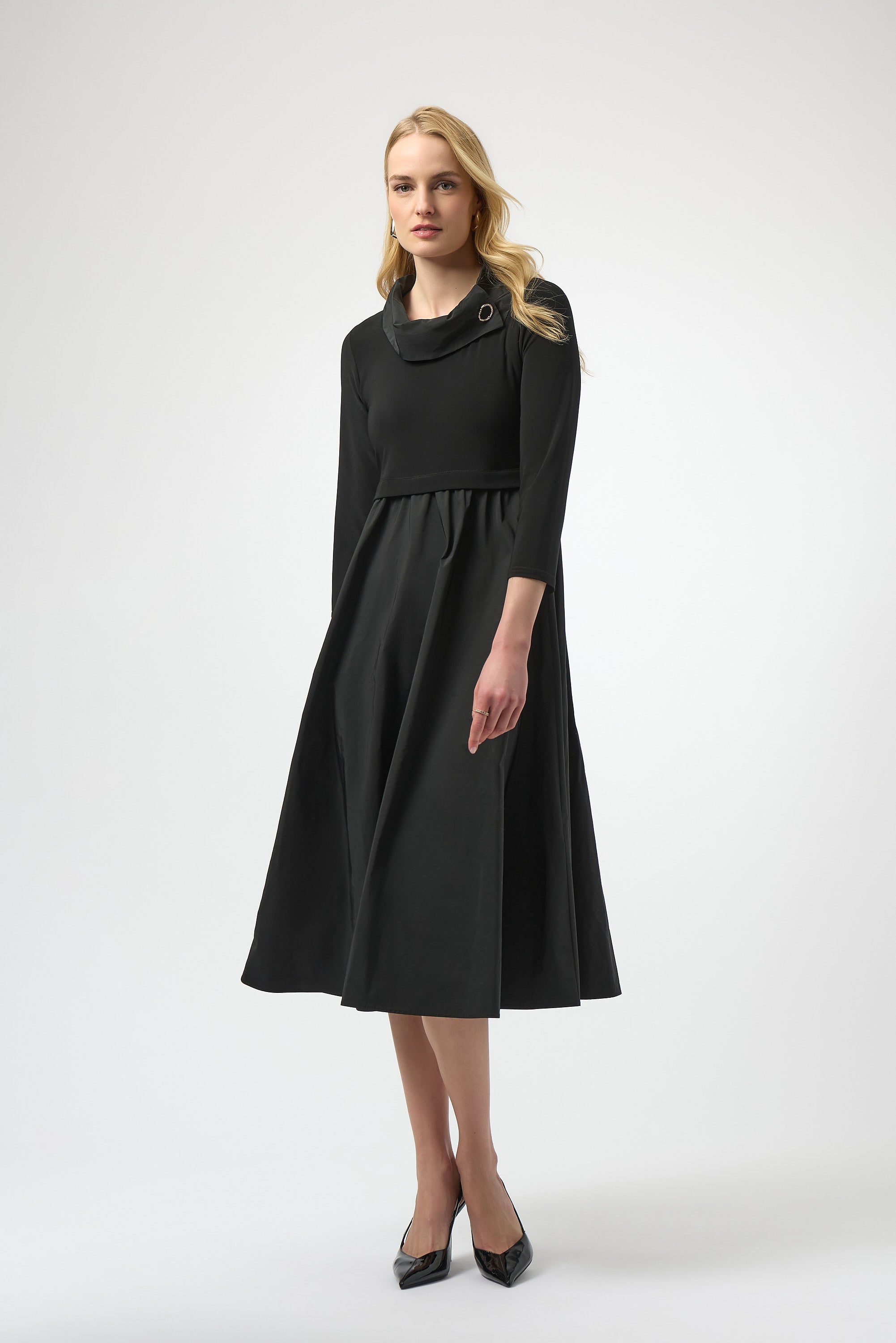 Joseph Ribkoff knit and taffeta dress featuring a stylish design, perfect for elegant occasions and sophisticated style.