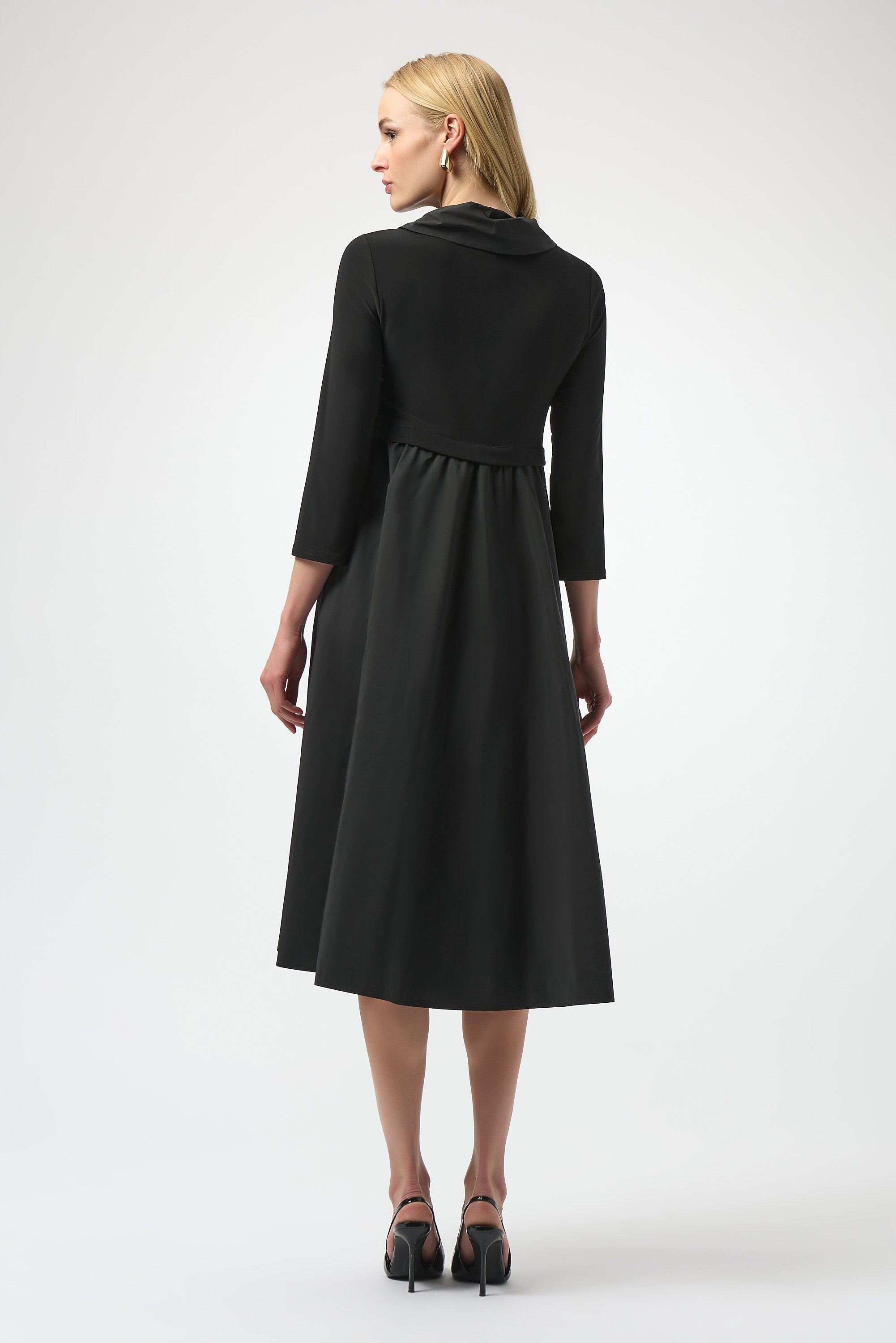 Joseph Ribkoff knit and taffeta dress featuring a stylish design, perfect for formal or special occasions.