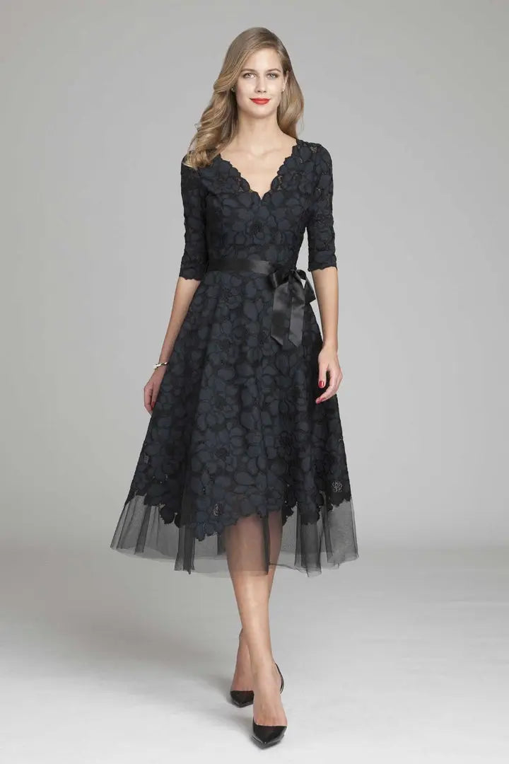 Teri Jon | Lace V-neck Dress | Teri Jon | Cloister Collection Designer Fashion