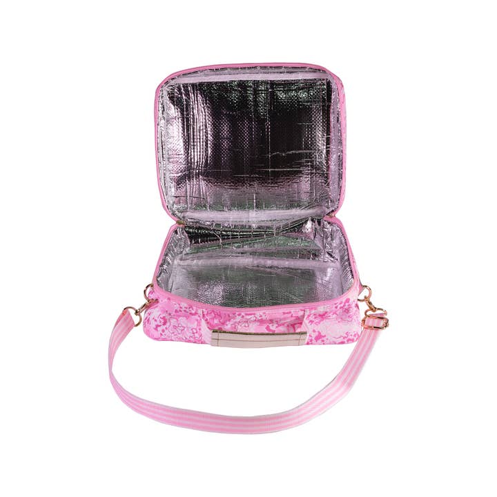 LIFEGUARD PRESS Conch Shell Pink Burst of Joy lunch bag, colorful and stylish handbag with a vibrant pink design and shell pattern.