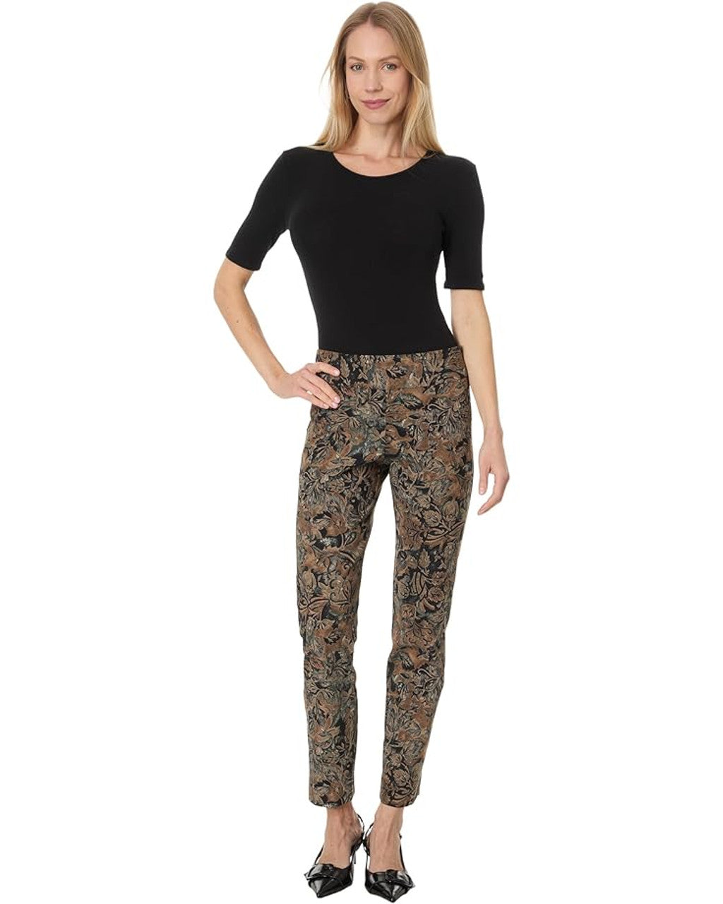 Krazy Larry | Brown Leaves Print Pant