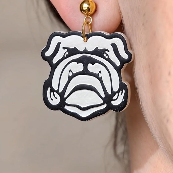 Bulldog Dangle Earring