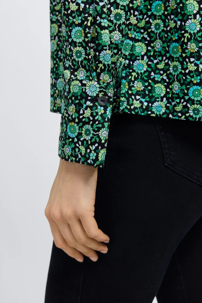 FoXCROFT Bella LS Top featuring a relaxed fit, soft fabric, and long sleeves, displayed on a model.