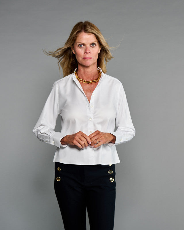 Long Sleeve Croped Top Crisp - White