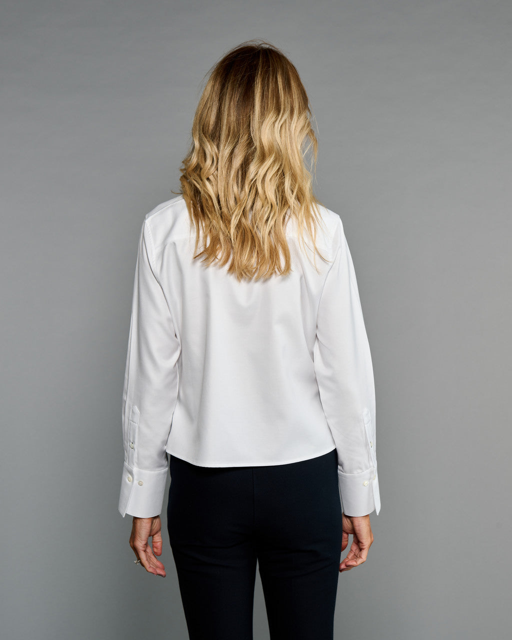Long Sleeve Croped Top Crisp - White