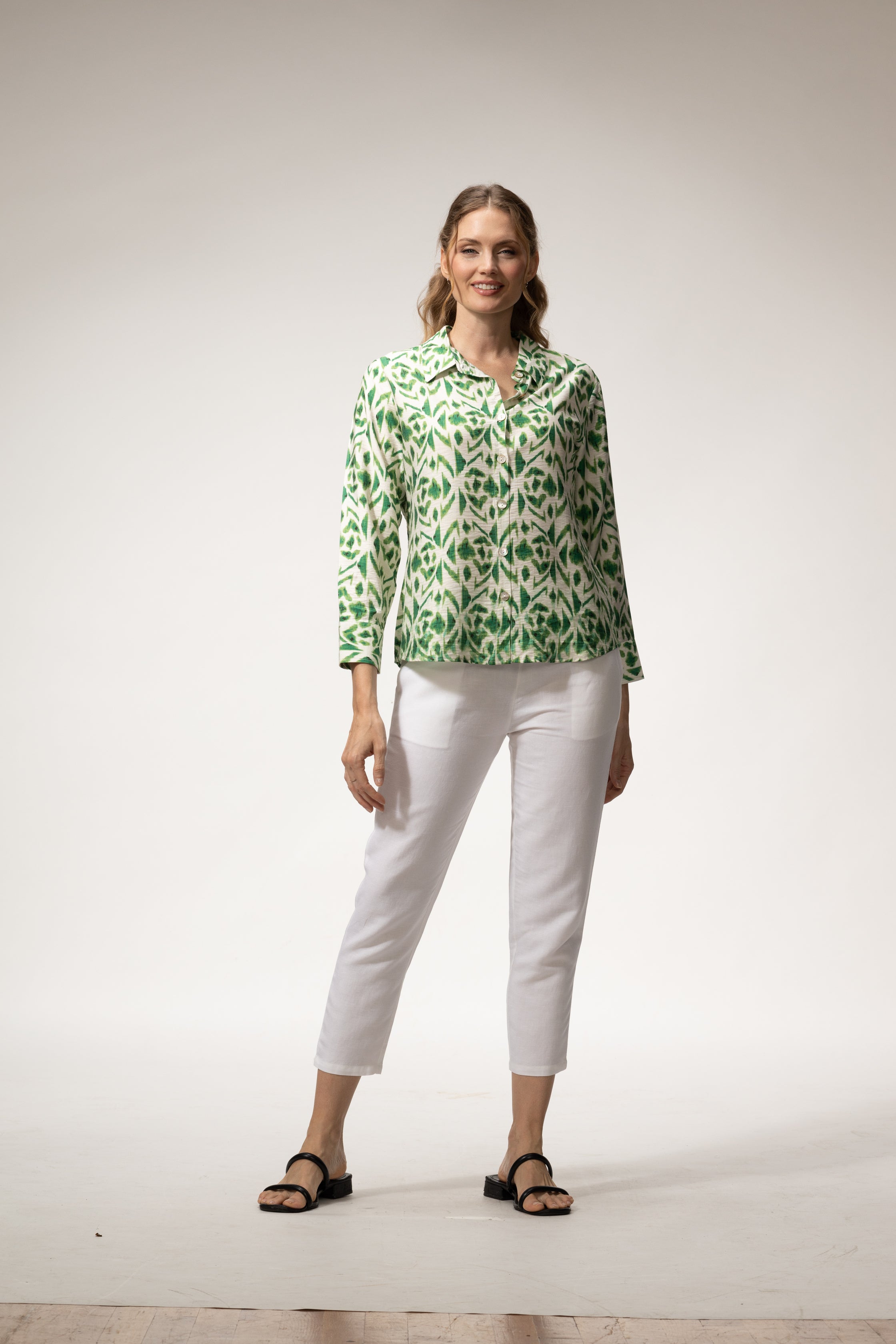 Too Fan | Green Print Top