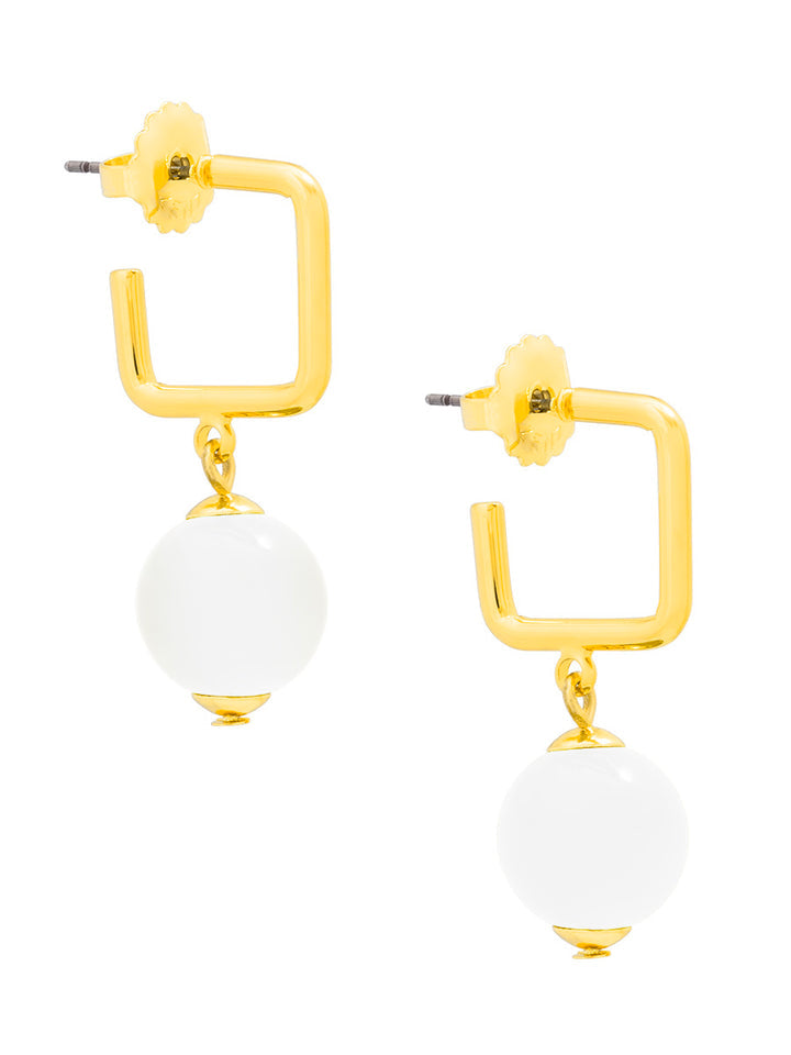Zenzii | Glassbead Square Earring- Whit