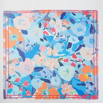 Floral patterned square bandana scarf