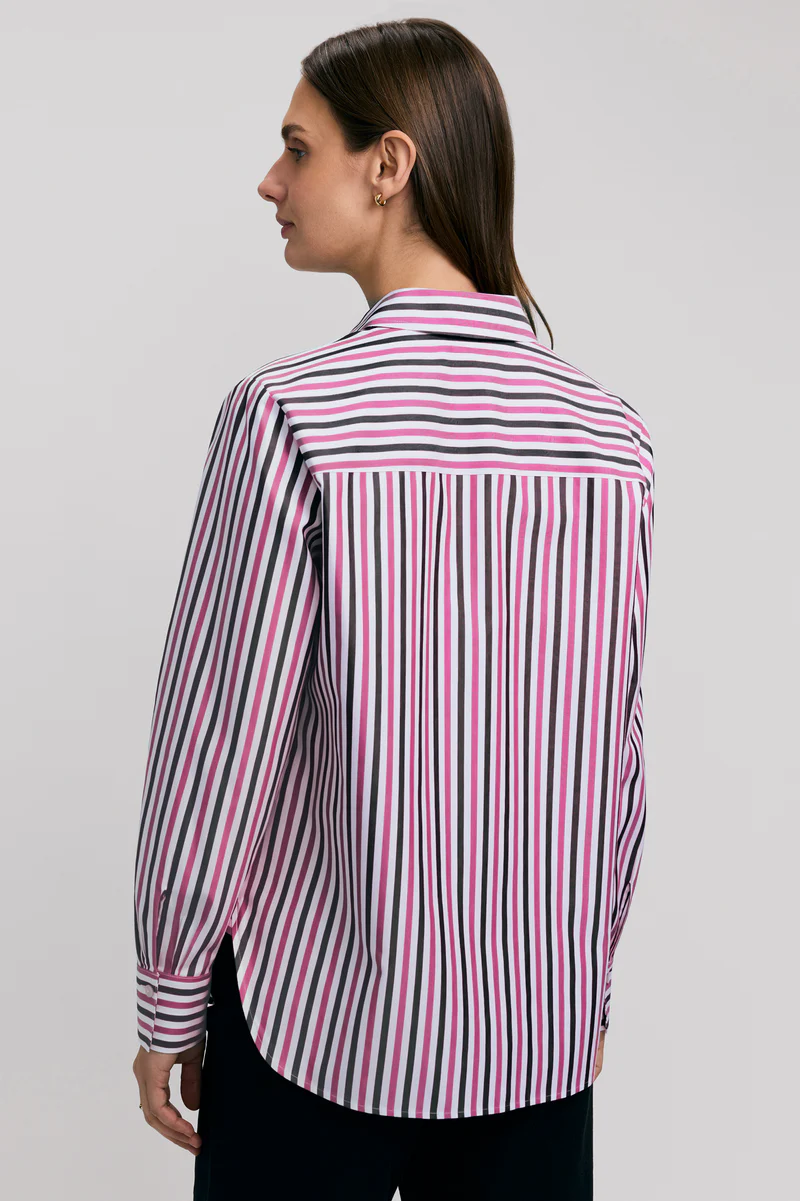 Women’s Foxcroft Meghan No Iron Pinpoint Stripe Long Sleeve Shirt Pomegranate