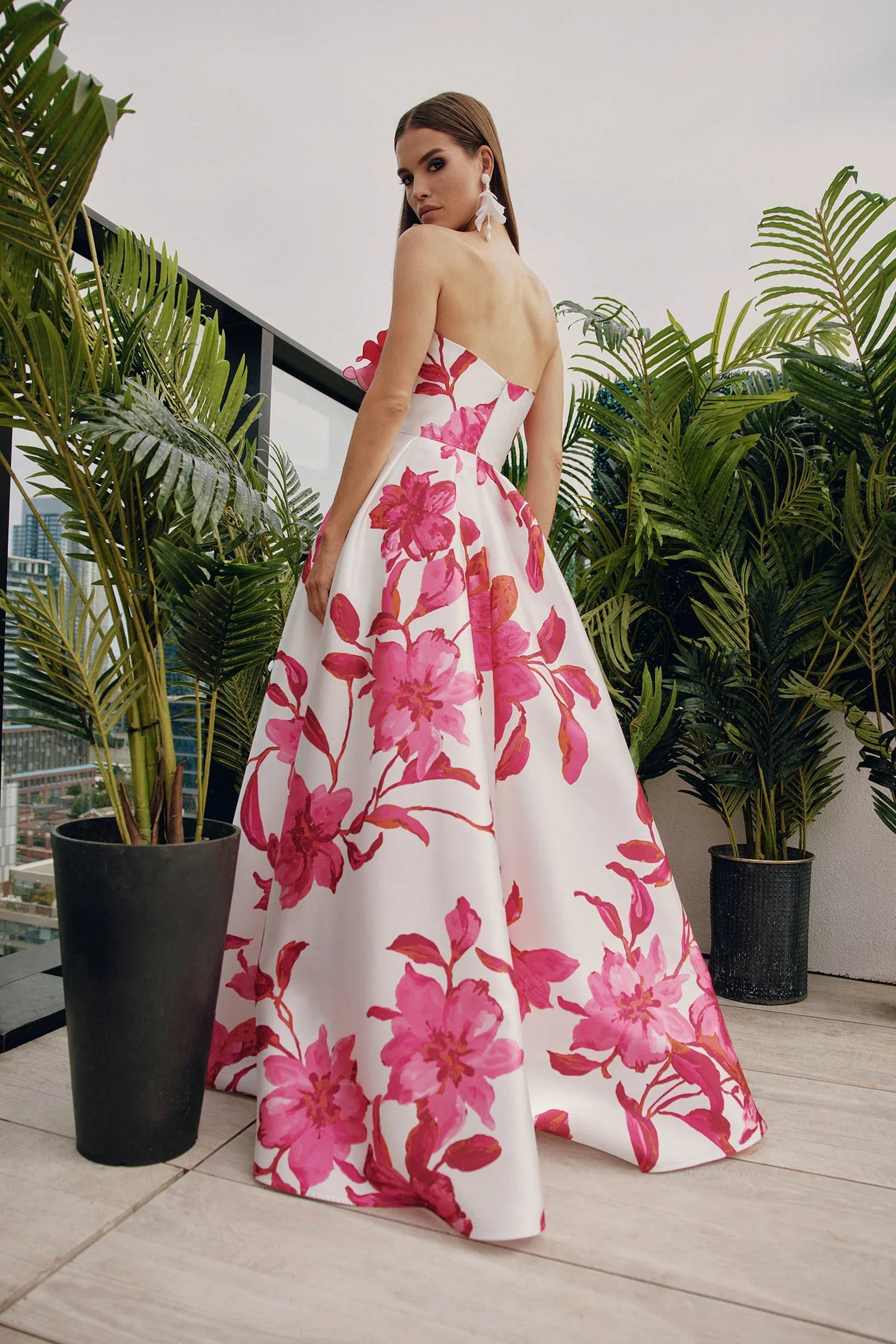 Pink and white mother of the bride dress