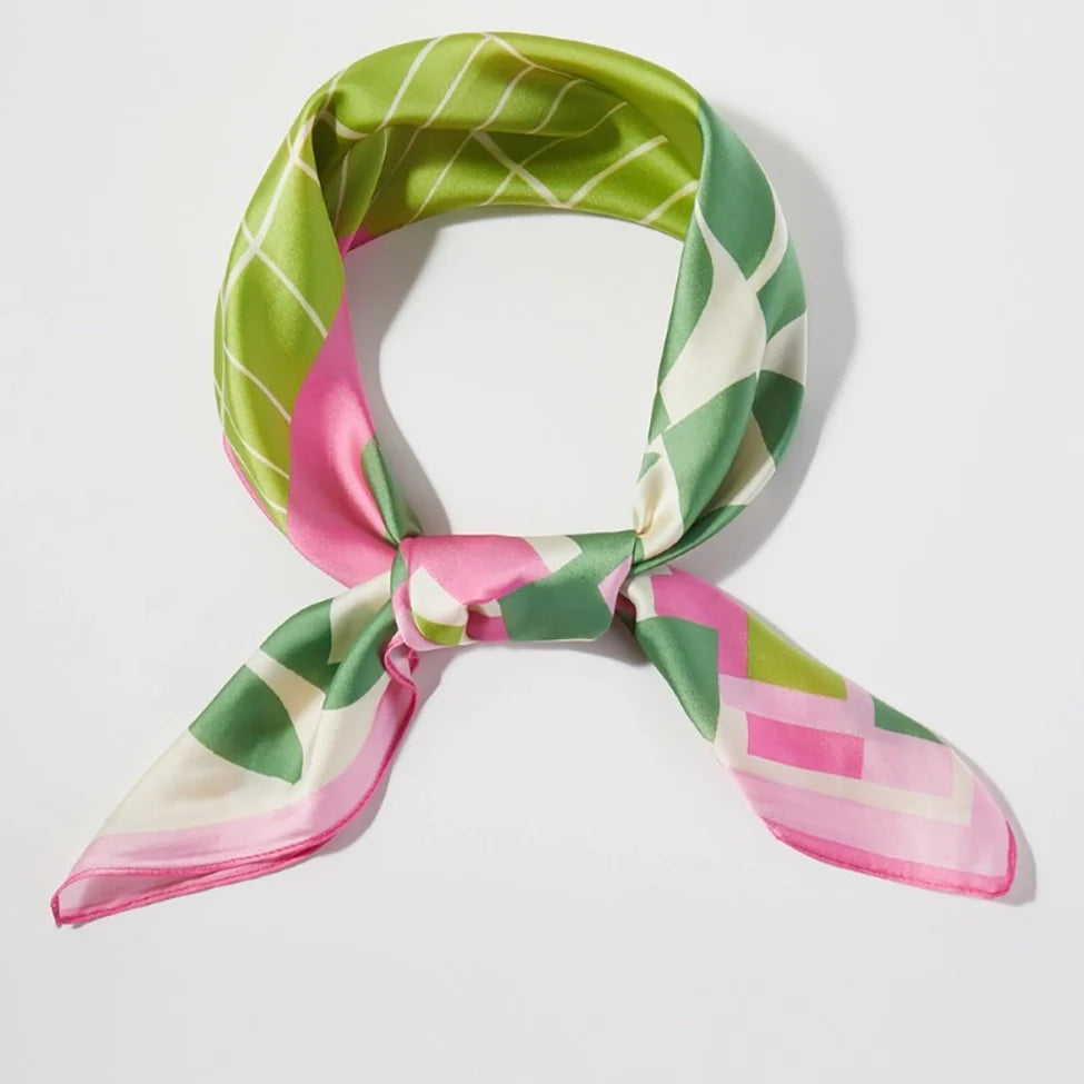 Green and pink checkered scarf