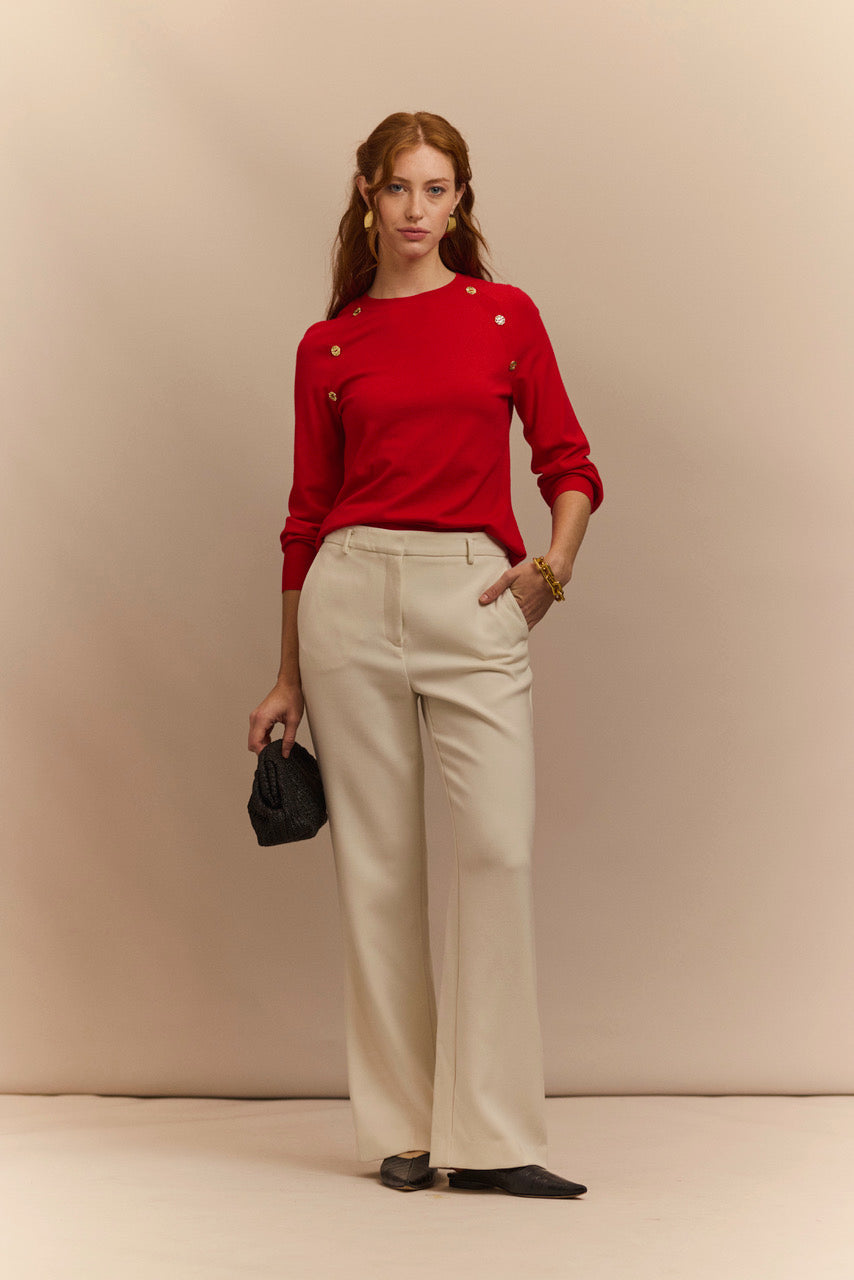 The H Edition | Ls Top with Gold Btn