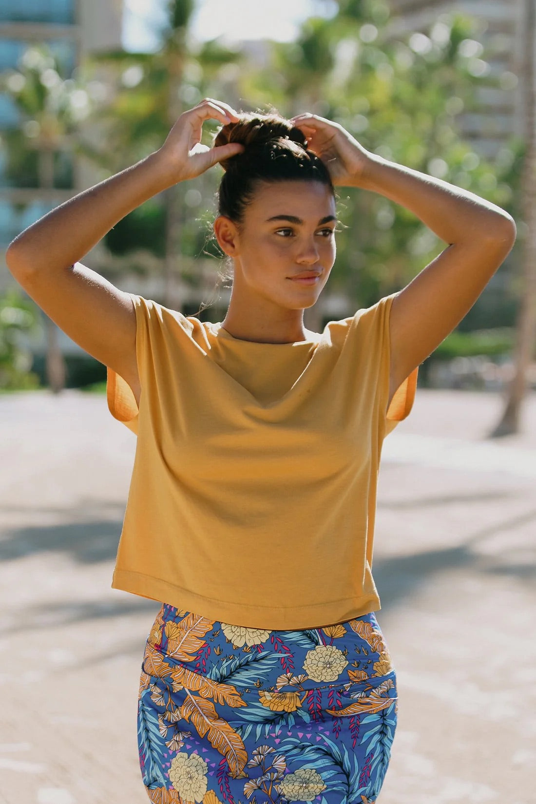 Tribal | Cap Slv Crew Neck Top