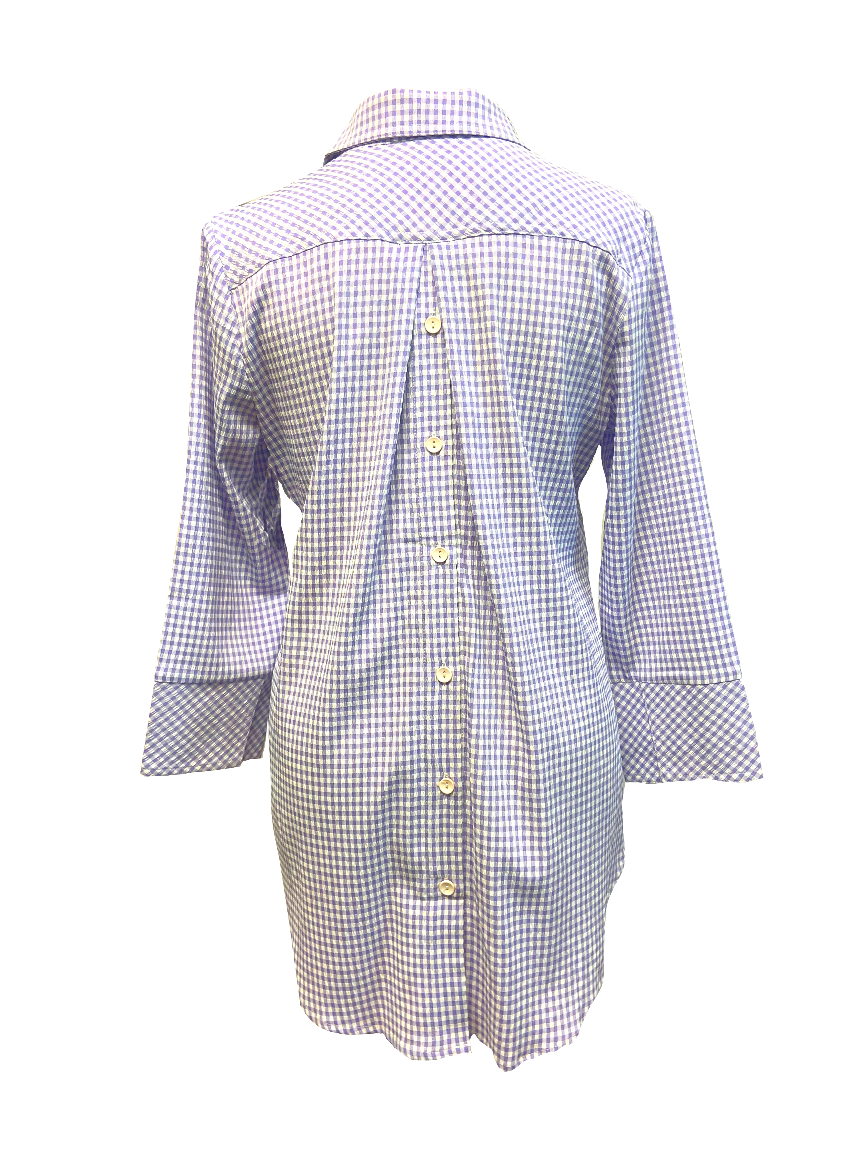 Cloister Collection | Button Back Seersucker Top | Way | Cloister Collection Designer Fashion