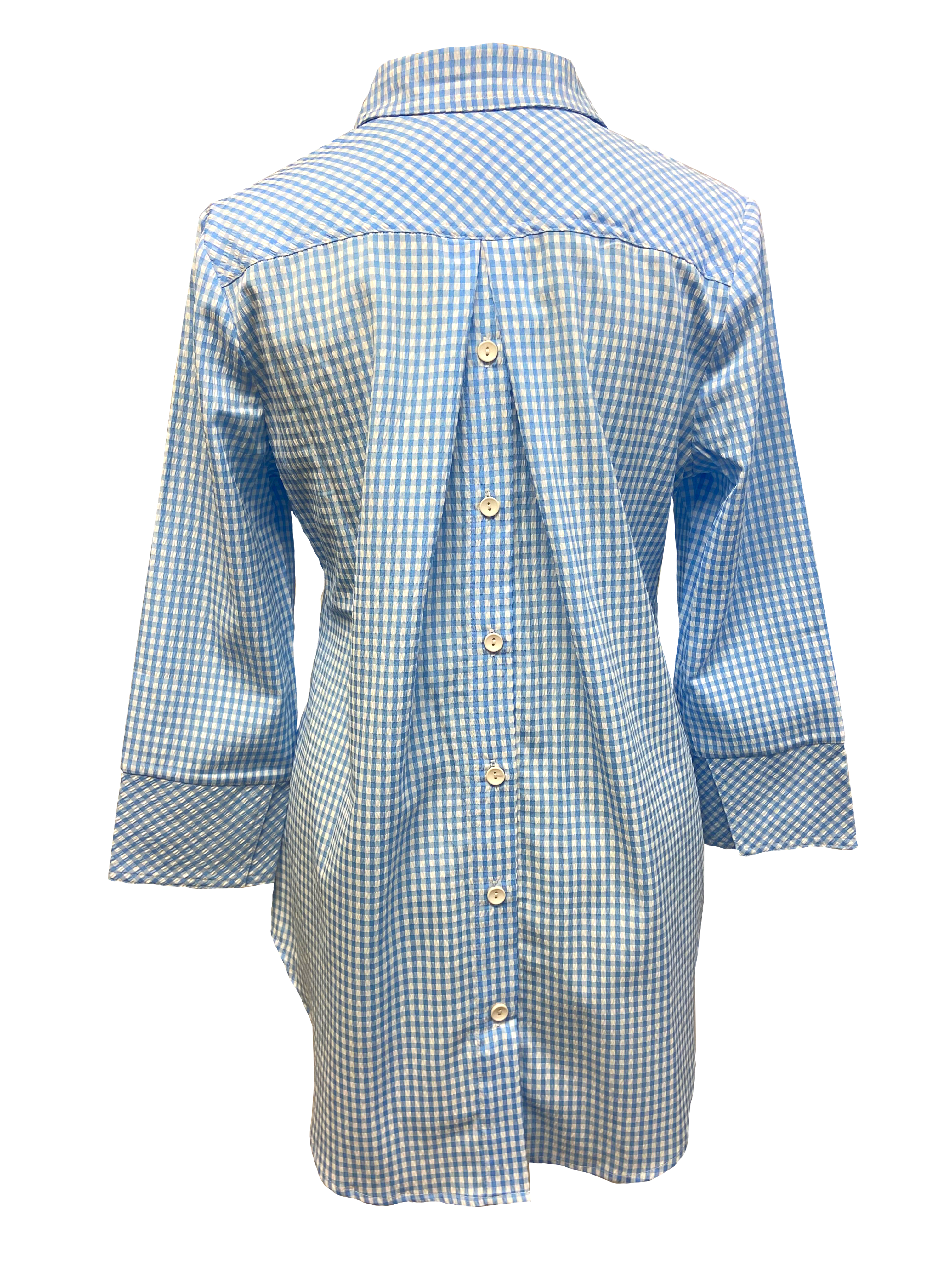 Cloister Collection | Button Back Seersucker Top | Way | Cloister Collection Designer Fashion