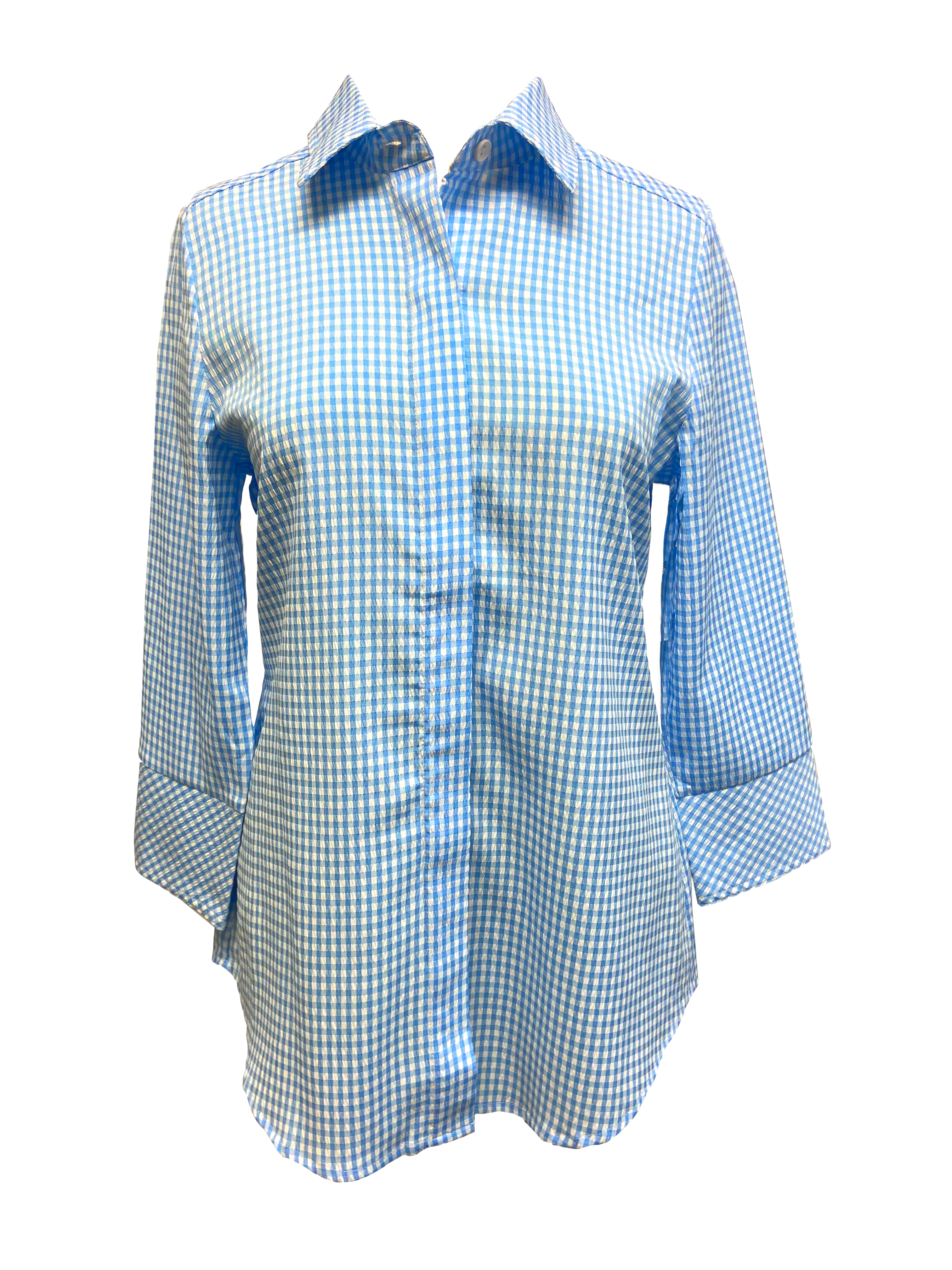 Cloister Collection | Button Back Seersucker Top | Way | Cloister Collection Designer Fashion