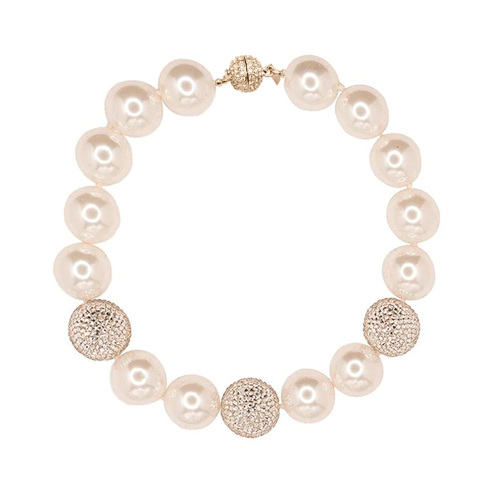 Kenneth J Lane | Pearl Neck 16" W/ Silver Pave