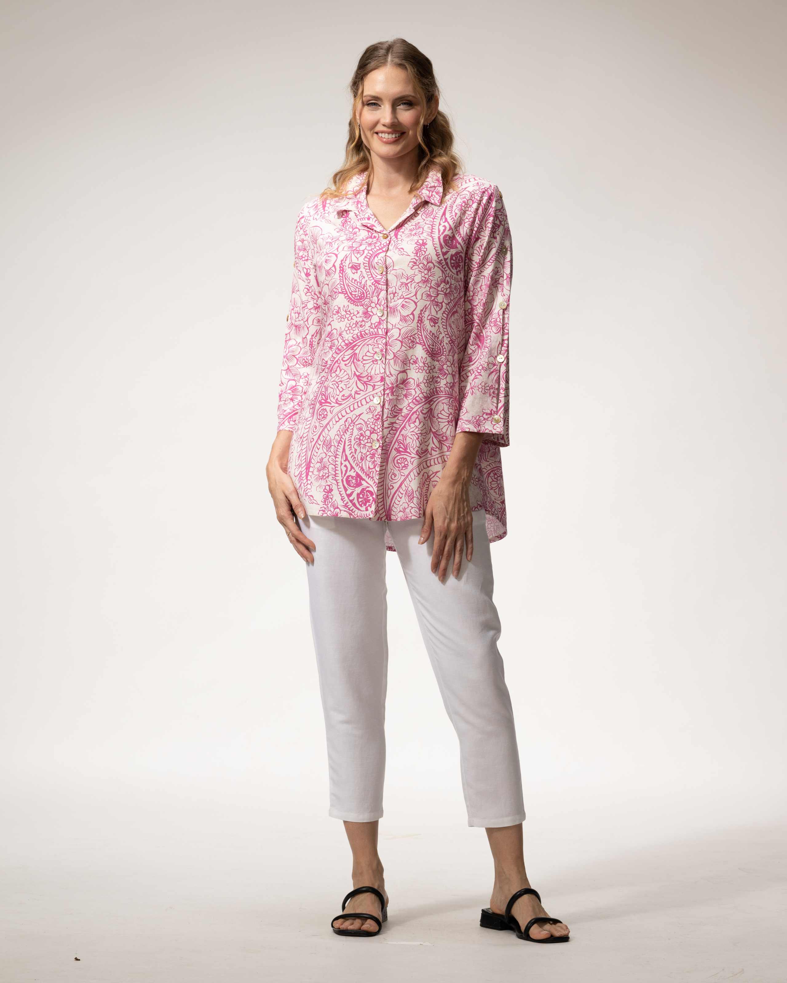 Too Fan | Linen Top Print