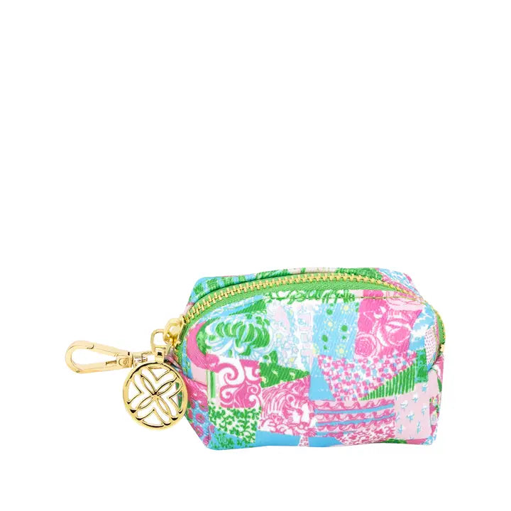 Lifeguard Press Waste Bag Holder, Crazy Quilt Home colorful patterned coin purse with a gold keychain
