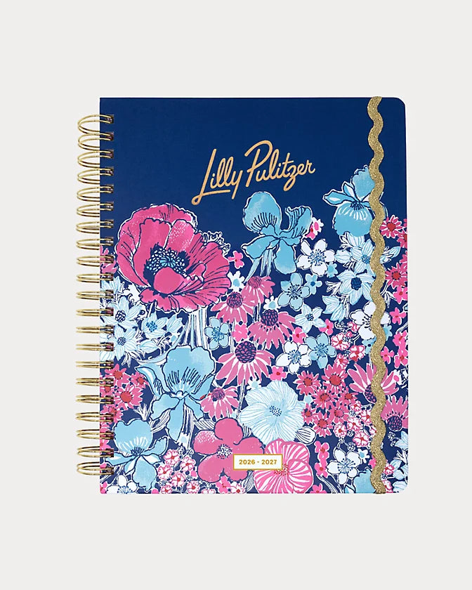 Lilly Pulitzer 2026-2027 17 Month Jumbo Agenda Floral color in Starlight Navy In All Her Glory